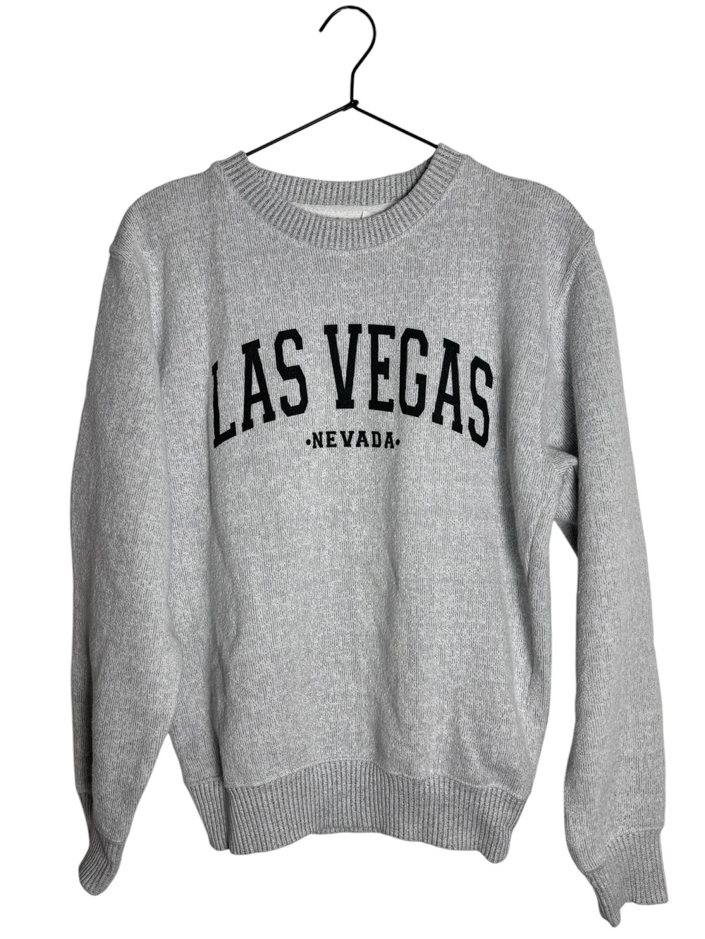 ESY Surf Co. Las Vegas Nevada Grey Ribbed Knit Crewneck Sweater Small